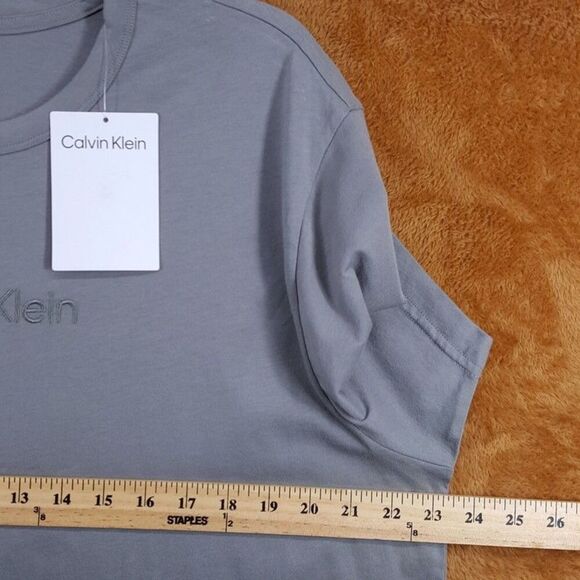 CALVIN KLEIN Sleepwear Mens Large Gray Pullover Crew Logo Tee T-Shirt - Picture 5 of 7